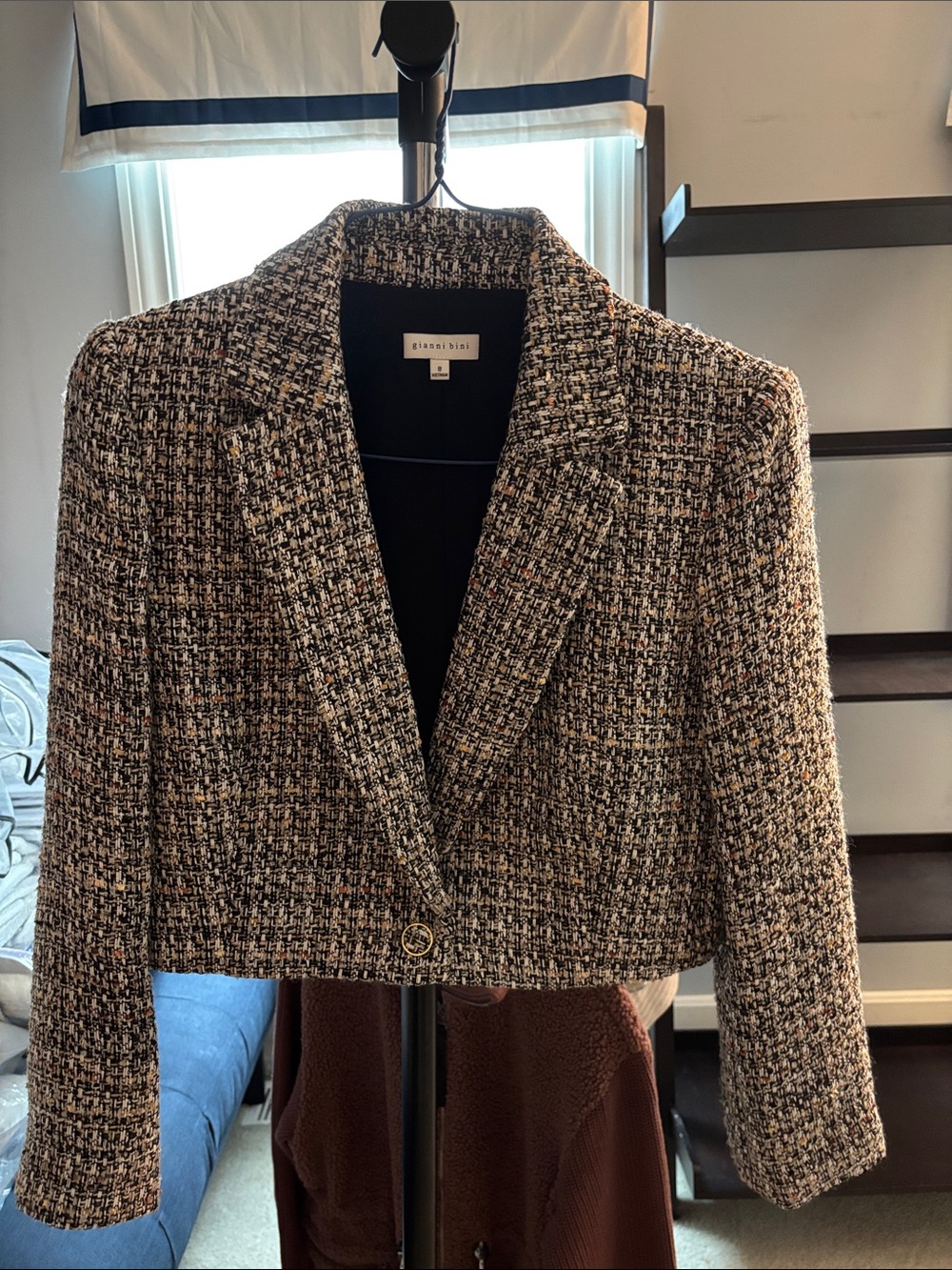 Gianni Bini Cropped Tweed Blazer - Neutral Multi